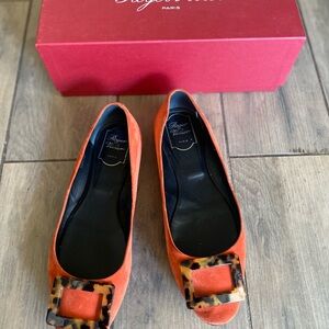ROGER VIVIER GOMETTE BALLET FLATS TORTOISELL BUCKLE 40